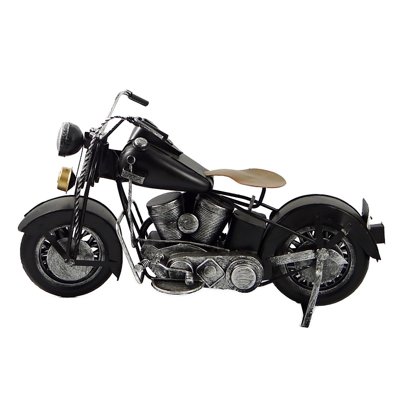 Kovový model motorky Cruiser/Bobber černý 29 cm – stylová dekorace pro motorkáře