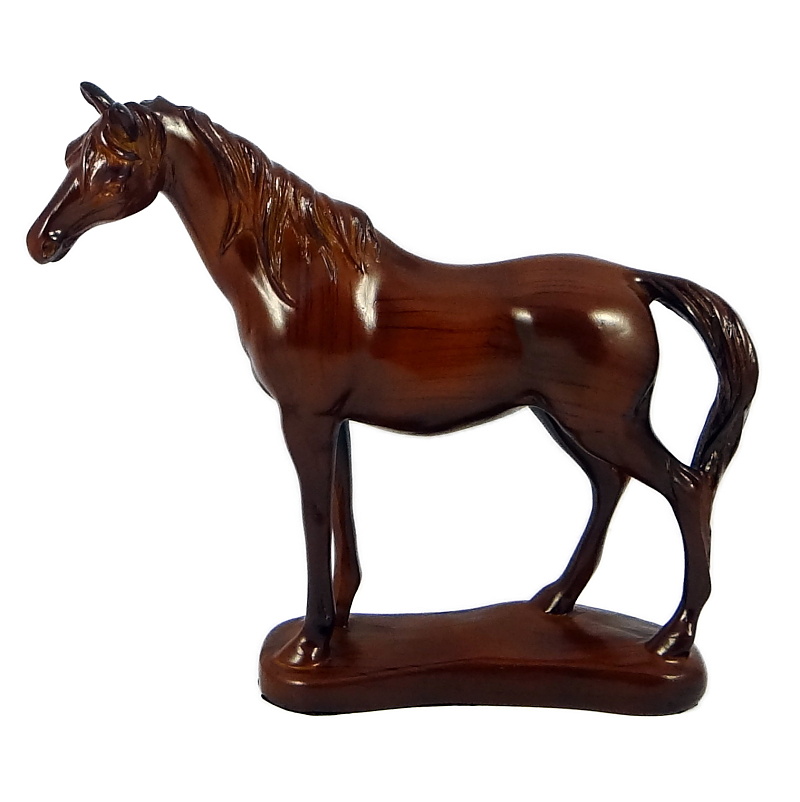Soška kůň v odstínech hnědé na podstavci 19 cm plný polyresin