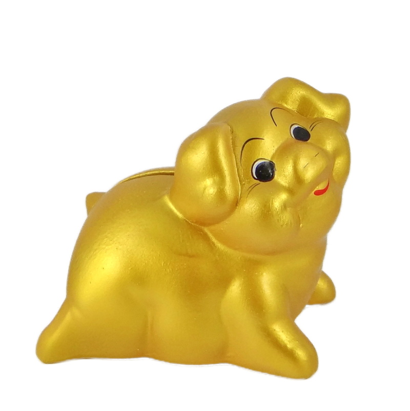 Zlatá keramická pokladnička prasátko s úsměvem 18 cm